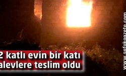 2 katlı evin bir katı alevlere teslim oldu