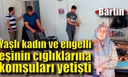 Yaşlı kadın ve engelli eşinin çığlıklarına komşuları yetişti