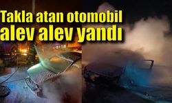 Refüje çarpıp takla atan otomobil alev alev yandı: 1 yaralı