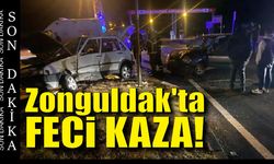 Zonguldak'ta kavşakta çarpışan iki otomobilde 2'si ağır 3 kişi yaralandı