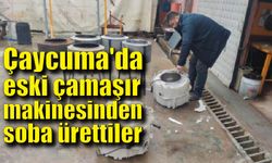 Çaycuma'da eski çamaşır makinesinden soba ürettiler