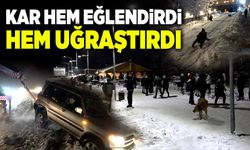 Kar hem eğlendirdi hem uğraştırdı