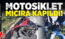 Motosiklet mıcıra kapıldı!