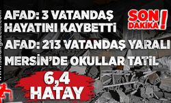 AFAD: 3 Vatandaş hayatını kaybetti, 213 vatandaş yaralı