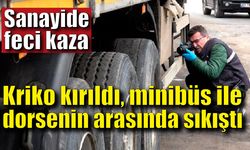 Kriko kırıldı, minibüs ile dorsenin arasında sıkıştı