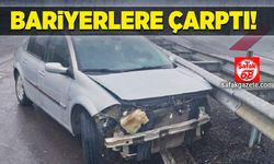 Kayarak bariyerlere çarptı!