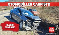 Otomobiller çarpıştı, 1'i ağır 2 yaralı