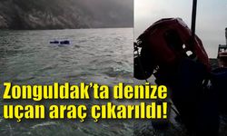 Zonguldak’ta denize uçan araç çıkarıldı!