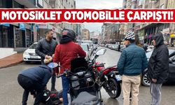 Motosiklet otomobille çarpıştı!