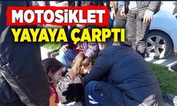 Motosiklet sürücüsü yayaya çarptı