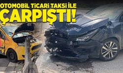 Otomobil ticari taksi ile çarpıştı!