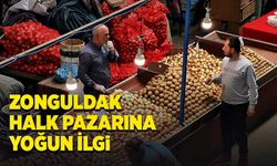 Zonguldak halk pazarı vatandaşlardan büyük ilgi gördü..