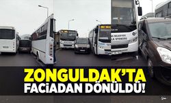 Zonguldak’ta faciadan dönüldü! Otobüs durağına daldı!