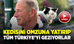 Kedisi Slyvia’yı omzuna yatırıp tüm Türkiye’yi geziyorlar
