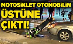 Motosiklet otomobilin üstüne çıktı!