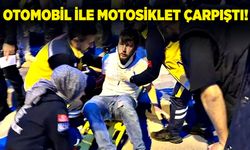 Otomobil ile motosiklet çarpıştı!