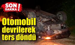 Kontrolden çıkan otomobil devrilerek ters döndü