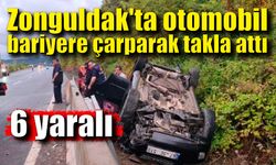 Zonguldak'ta otomobil bariyere çarparak takla attı: 6 yaralı