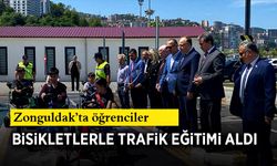 Zonguldak’ta öğrenciler bisikletlerle trafik eğitimi aldı