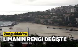 Zonguldak limanının rengi yoğun yağışlarla sarıya döndü