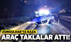 Zonguldak’ta kaza: Araç taklalar attı