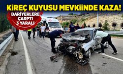 Kireç Kuyusu mevkiinde kaza! Bariyerlere çarptı: 3 yaralı