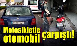 Motosikletle otomobil çarpıştı! Sürücü yaralandı!