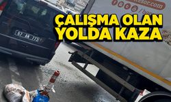 Çalışma olan yolda kaza