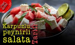 Diyete de uygun soğuk karpuzlu peynir salatası