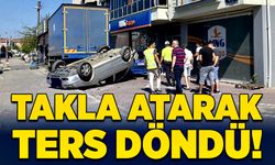 Takla atarak ters döndü!