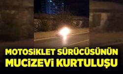 Motosiklet sürücüsünün mucizevi kurtuluşu!