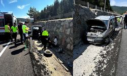 Hafif ticari araç beton duvara çarptı! 1 yaralı