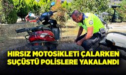 Motosiklet çalarken suçüstü polislere yakalandı!