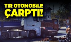 Tır, otomobile çarptı trafik kilitlendi!