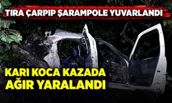 Karı koca feci kazada ağır yaralandı!