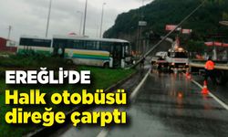 Zonguldak'ta Halk Otobüsü Kaza Yaptı: Aydınlatma Direğine Çarptı!