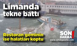 Amasra Limanı'nda tekne battı, restoran geminin ise halatları koptu