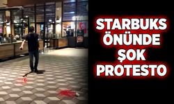 Starbuks önünde şok protesto