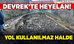 Devrek’te heyelan! Yol kullanılmaz halde