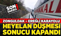 Zonguldak – Ereğli karayolu Heyelan düşmesi sonucu kapandı