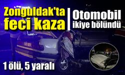 Zonguldak'ta feci kazada otomobil ikiye bölündü: 1 ölü, 5 yaralı