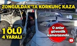 Zonguldak’ta korkunç kaza güvenlik kamerasında! 1 ölü, 4 yaralı!