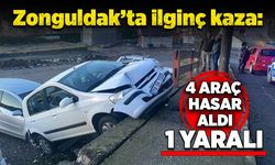 Zonguldak’ta ilginç kaza: 4 araç hasar aldı, 1 yaralı