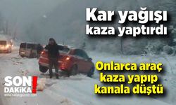 Kar yağışı kaza yaptırdı; Ereğli yolu uzun araç trafiğine kapatıldı