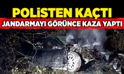 Polisten kaçan sürücü jandarmayı görünce kaza yaptı