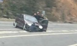 Ankara yolunda kaza!!  Araç kanala düştü