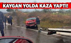 Kaygan yolda kaza yaptı!