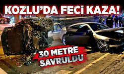 Kozlu'da feci kaza! 30 metre savruldu! Araçlar hurdaya döndü!