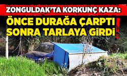 Zonguldak’ta korkunç kaza:  Önce durağa çarptı, sonra tarlaya girdi!