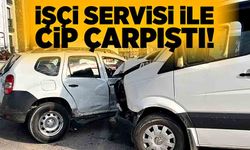 İşçi servisi ile cip çarpıştı